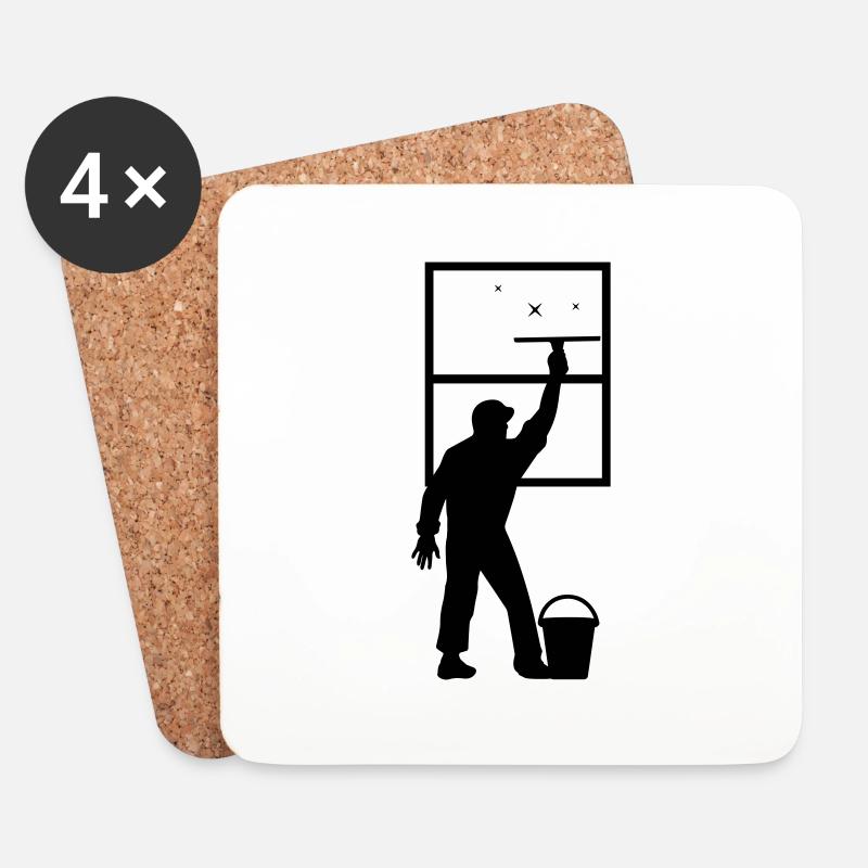 Fensterputzer - Untersetzer (4er-Set) - Weiß