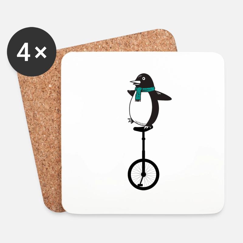 Einrad Einradartist-Pinguin Einradfahren unicycle - Untersetzer (4er-Set) - Weiß