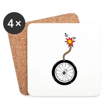 Vélo de route Vélo de montagne « vélo-explosion » - Dessous de verre (lot de 4) - blanc - Devant