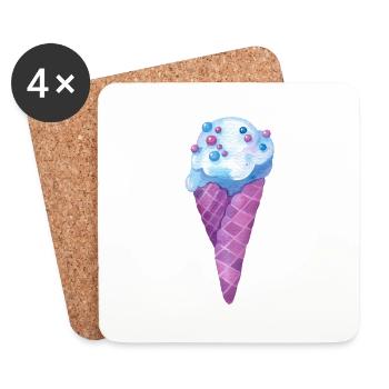 Cornet de crème glacée - Dessous de verre (lot de 4) - blanc - Devant