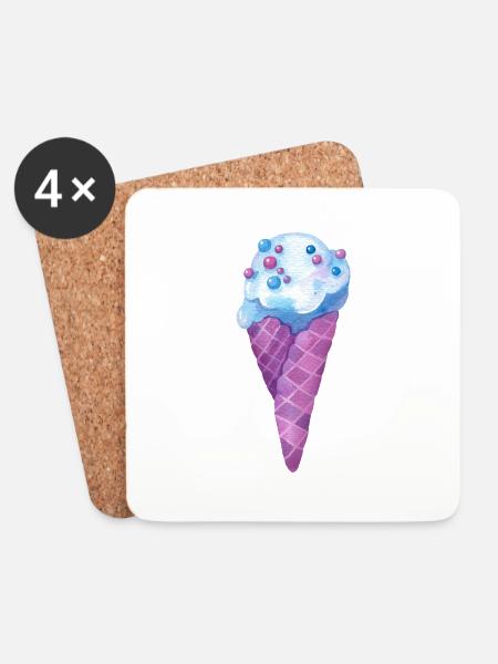 Eis Eiswaffel - Untersetzer (4er-Set) - Weiß