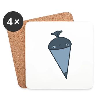 Joli cône d’école bleu - Dessous de verre (lot de 4) - blanc - Devant
