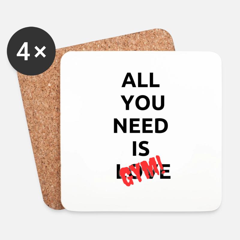 "all you need is gym" - Untersetzer (4er-Set) - Weiß