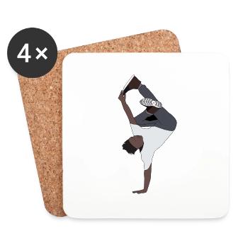 Tanzender B-Boy Hip-Hop Break Dance - Untersetzer (4er-Set) - Weiß - Vorne