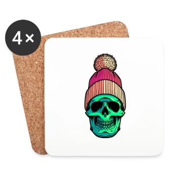 Totenkopf Cool - Untersetzer (4er-Set) - Weiß - Vorne