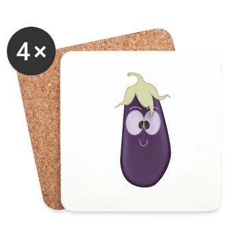 Aubergine - Dessous de verre (lot de 4) - blanc - Devant