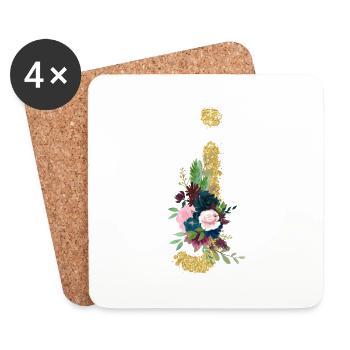 Buchstabe j gold floral - Untersetzer (4er-Set) - Weiß - Vorne