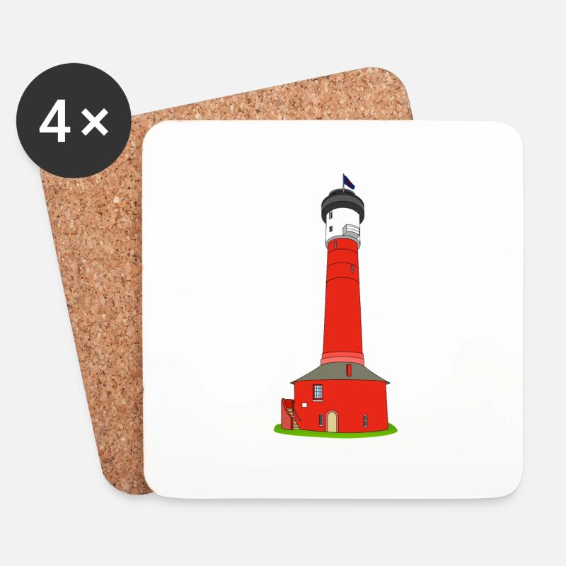 Alter Leuchtturm Wangerooge - Untersetzer (4er-Set) - Weiß