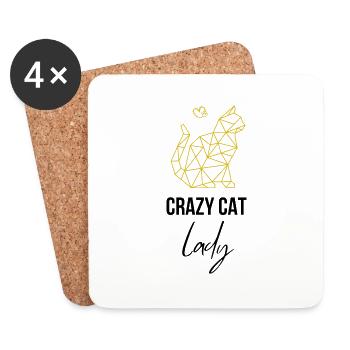 Crazy Cat Lady Cat Love Cat Cat - Coasters (set of 4) - white - Front