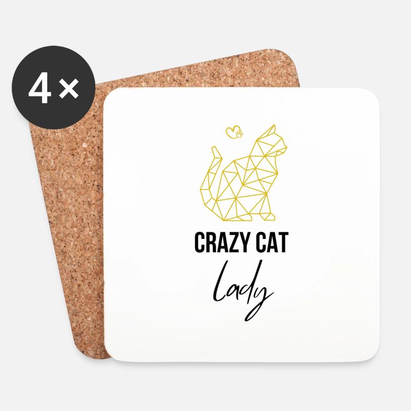 Crazy Cat Lady Katzenliebe Cat Katze - Untersetzer (4er-Set) - Weiß