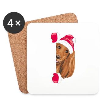 Spähender lustiger Santa Cocker Spaniel Hund - Untersetzer (4er-Set) - Weiß - Vorne