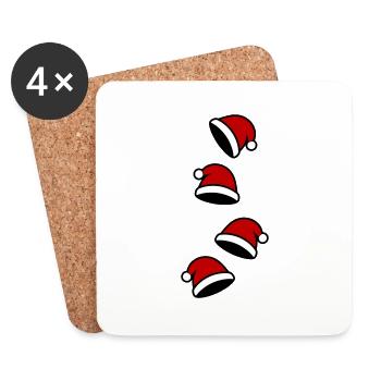 Chapeau de Père Noël Noël - Dessous de verre (lot de 4) - blanc - Devant