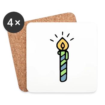 Bougie d’anniversaire verte - Dessous de verre (lot de 4) - blanc - Devant