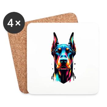 Painted Dog four - Coasters (set of 4) - white - Front