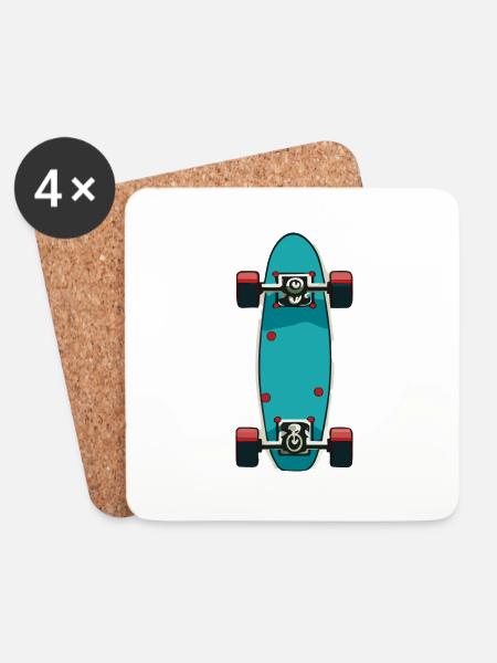 Skateboard - Untersetzer (4er-Set) - Weiß