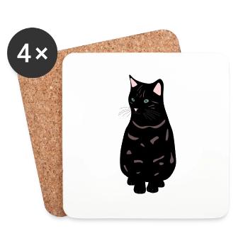 black cat - Coasters (set of 4) - white - Front