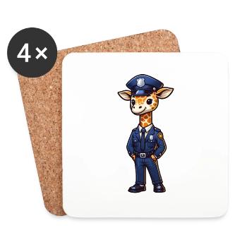 Officier de police girafe mignon - Dessous de verre (lot de 4) - blanc - Devant