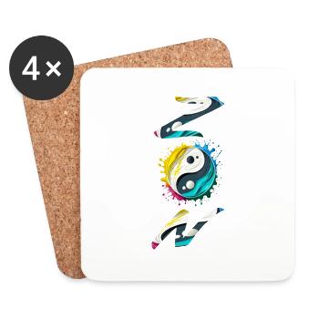 Yin Yang. Zen - Untersetzer (4er-Set) - Weiß - Vorne