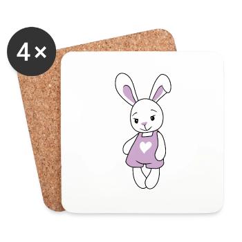 Cute cartoonish rabbit - Coasters (set of 4) - white - Front