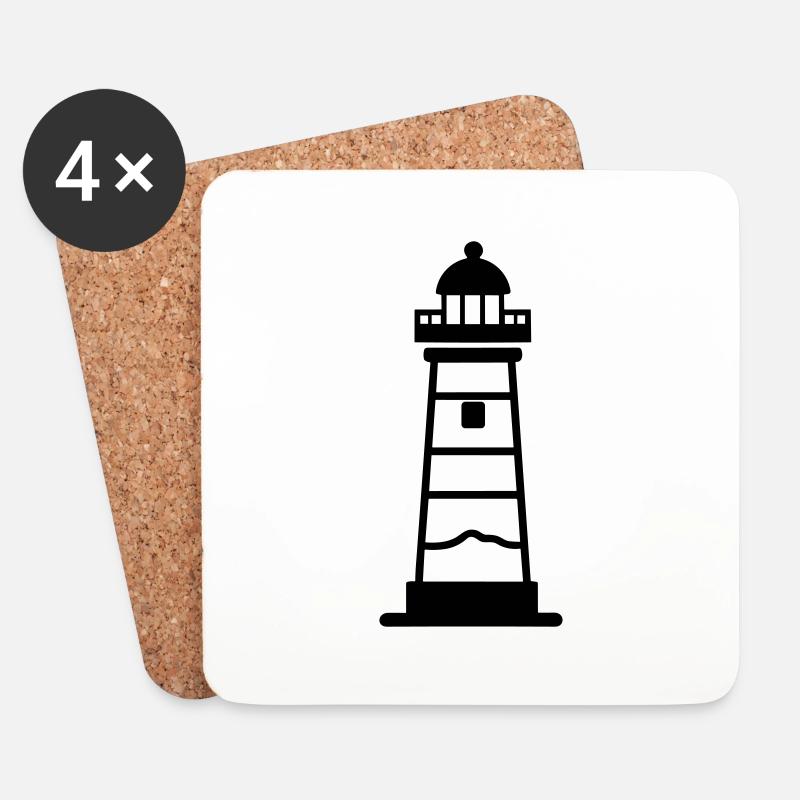 Leuchtturm - Untersetzer (4er-Set) - Weiß