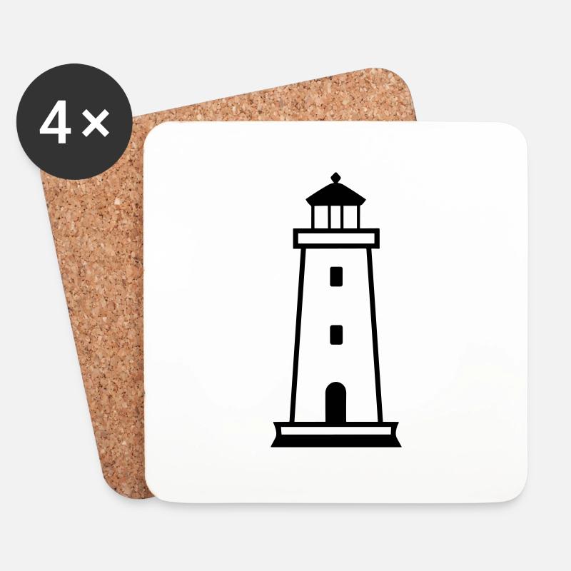 Leuchtturm - Untersetzer (4er-Set) - Weiß