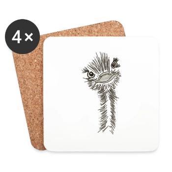 Autruche animal sauvage - Dessous de verre (lot de 4) - blanc - Devant