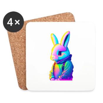 Lapin Style Urbain - Dessous de verre (lot de 4) - blanc - Devant