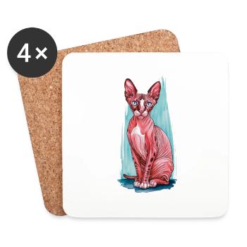 Sphynx Katze für Katzenliebhaber - Untersetzer (4er-Set) - Weiß - Vorne
