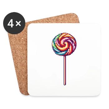 Lollipop Pixel Icon - Coasters (set of 4) - white - Front
