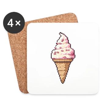 Ice Cream Pixel Symbol - Untersetzer (4er-Set) - Weiß - Vorne