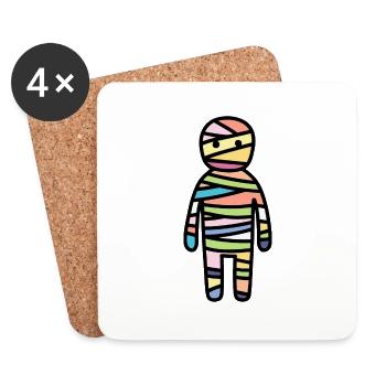 Momie Halloween Bande Dessinée - Dessous de verre (lot de 4) - blanc - Devant