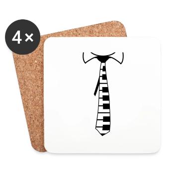 Costume Cravate Piano Instrument Touches Musique Fun - Dessous de verre (lot de 4) - blanc - Devant