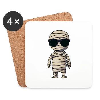 Lunettes de soleil momie Halloween - Dessous de verre (lot de 4) - blanc - Devant
