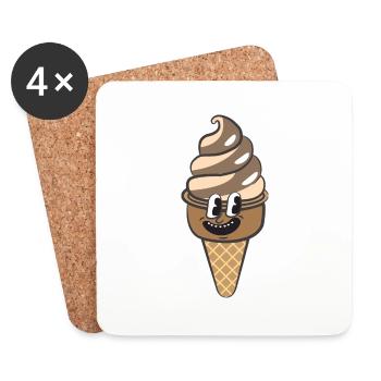 Crème glacée de dessin animé rétro - Dessous de verre (lot de 4) - blanc - Devant