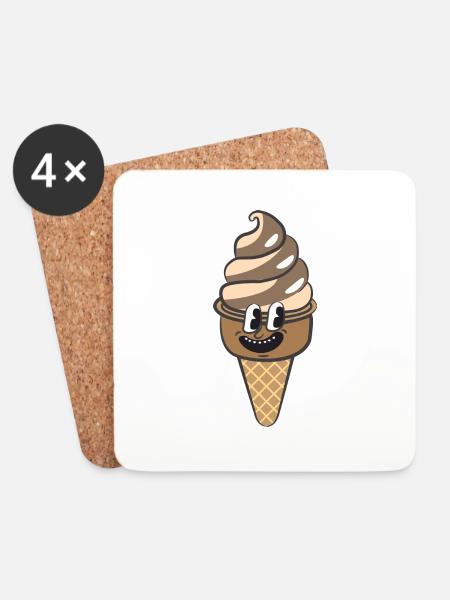 Retro Cartoon Cream - Coasters (set of 4) - white