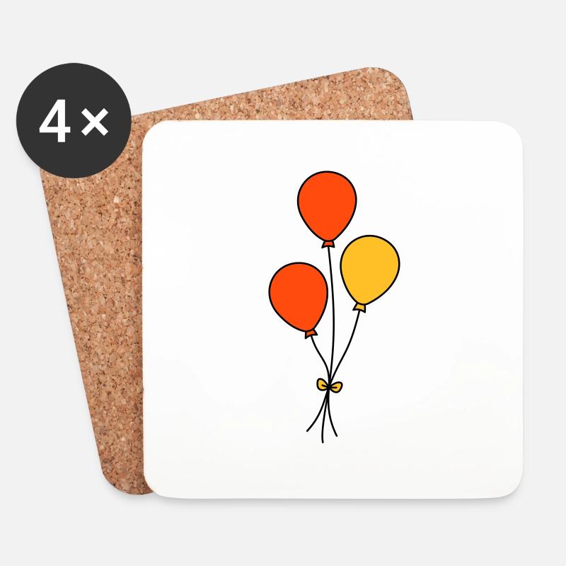 Luftballons dreifarbig - Untersetzer (4er-Set) - Weiß