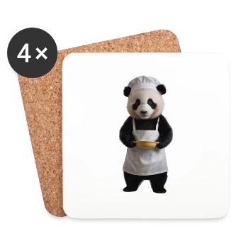Panda cuisinier - Dessous de verre (lot de 4) - blanc - Devant