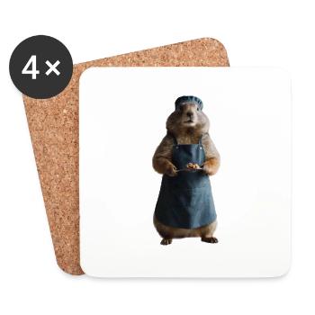 Mamotte cuisinier - Dessous de verre (lot de 4) - blanc - Devant