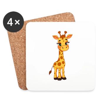 Giraffe: Yellow & Black Spots, Green Eyes - Coasters (set of 4) - white - Front