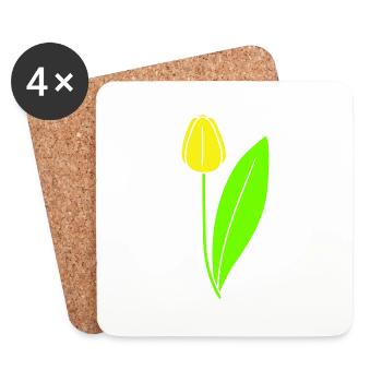 Yellow Tulip Beautiful Flowers Pretty Spring Summer - Coasters (set of 4) - white - Front