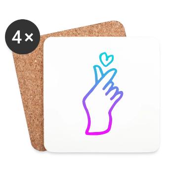 Kpop Hand Sign Heart - Coasters (set of 4) - white - Front
