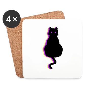 Glow Cat Pink - Coasters (set of 4) - white - Front