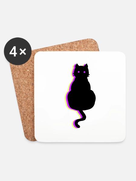 Leuchtkatze pink - Untersetzer (4er-Set) - Weiß