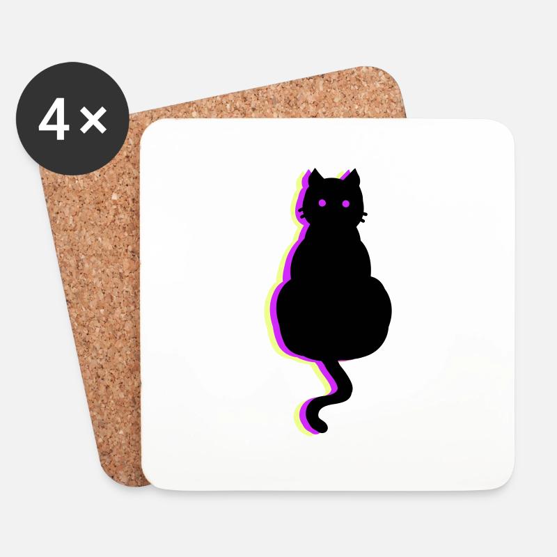 Leuchtkatze pink - Untersetzer (4er-Set) - Weiß