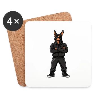 dobermann hund comic - Untersetzer (4er-Set) - Weiß - Vorne