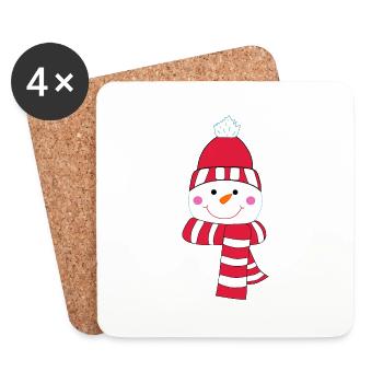 Bonhomme de neige - Dessous de verre (lot de 4) - blanc - Devant