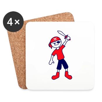 Funny Pirate Sabre Kid Cute Headwrap Toddler - Coasters (set of 4) - white - Front