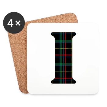 Monogramme i tartan écossais - Dessous de verre (lot de 4) - blanc - Devant
