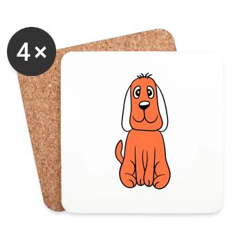 chien assis mignon petit chiot heureux animal de compagnie - Dessous de verre (lot de 4) - blanc - Devant