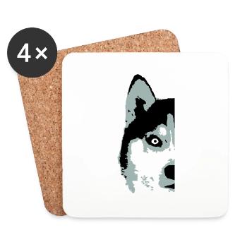 Dog White Husky Half Face Head Nice Cool - Coasters (set of 4) - white - Front